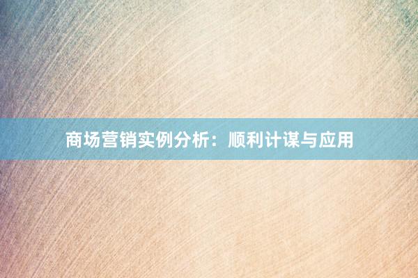 商场营销实例分析：顺利计谋与应用